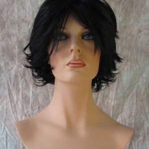 Merrick 1 Jet Black Long Layers Short Wig Adora Wigs